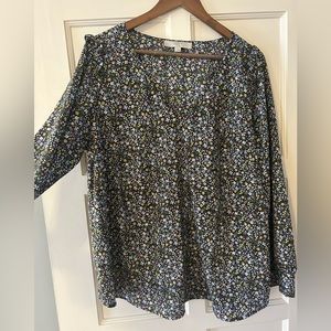 LOFT Plus Floral V-Neck Blouse